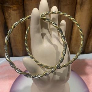 2 tones silver & tone metal Bracelet set of two